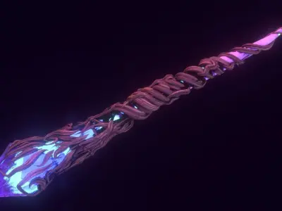 Crystal magic wand Low-poly 3D model