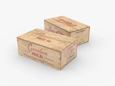 US Rations Wooden Boxes WWII Low-poly 3D model