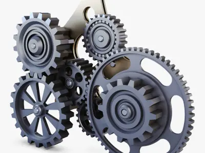 Gear Mechanism Low Poly v 5 Low-poly 3D model