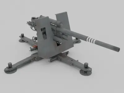 Flak 37 88mm AA-AT Gun Low-poly 3D model
