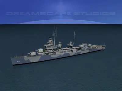 Fletcher Class Destroyer DD-473 USS Bennett 3D model