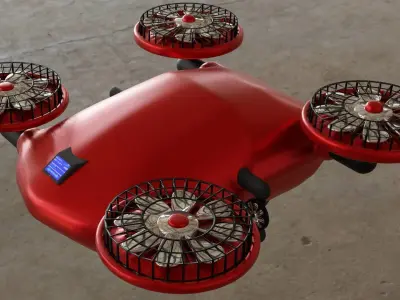 3D DRON MODEL drone with four propellers Low-poly 3D model
