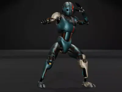 Blue Robot Low-poly 3D model