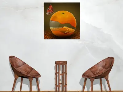Canvas Art Surreal Orange Fruit Low-poly 3D model