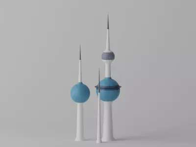 Cartoon Kuwait Towers Landmark 3D model