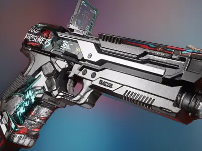 SciFi Pistol Low-poly 3D model order