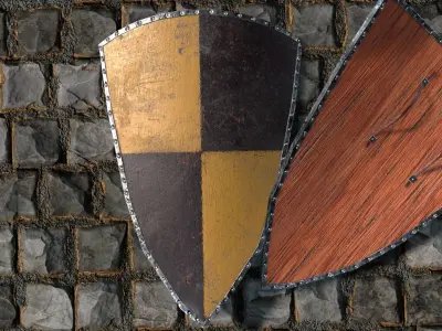 Medieval round shield with coat of arms 11 Low-poly 3D model