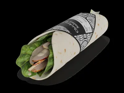 Sandwiches Chicken Caesar Salad Wrap 3D model