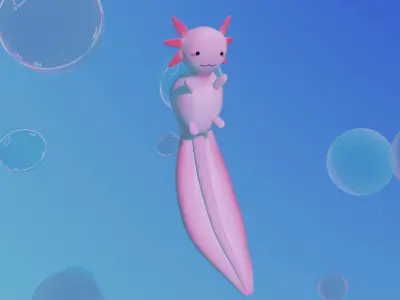 Cute low poly Axolotl Low-poly 3D model