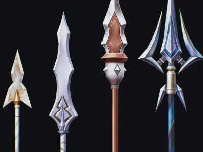 Spear Pike Lance Corbin War Scythe Halberd Glaive Hook Low-poly 3D model
