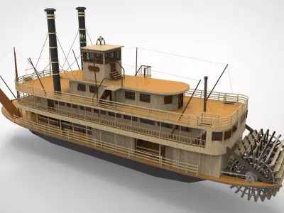 Paddle steamers 19th century 3D model