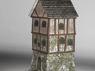 Medieval high house Free low-poly 3D model