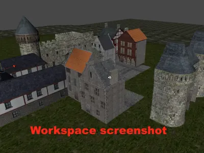 Medieval town construction kit for Unity Low-poly 3D model