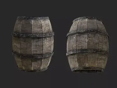 Old Wooden Barrel  Low-poly 3D model