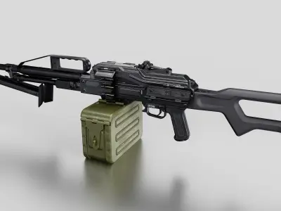 Game-Ready PKP machine guns Low-poly 3D model