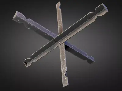 Hedgehog metal cross Low-poly 3D model