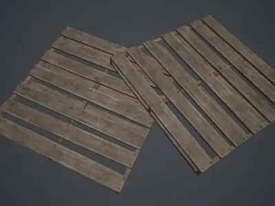 Wooden Pallet PBR Game Ready Low-poly 3D model