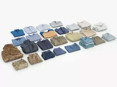 Clothing collection 25 items jeans coat shirt jacket pullover  3D model