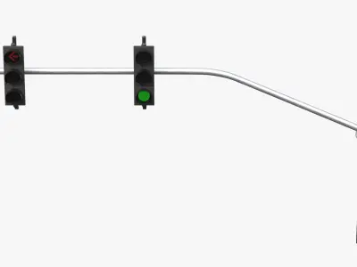 Traffic Light Pole Assembly - Multi-Signal with Street Light 3D model