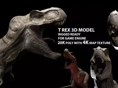 Trex dinosaur game model Tyrannosaurus  Low-poly 3D model