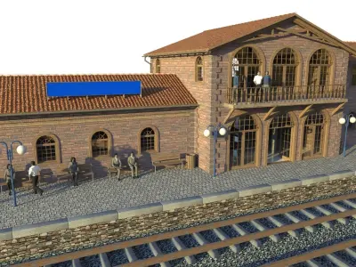 Railway station 3D model