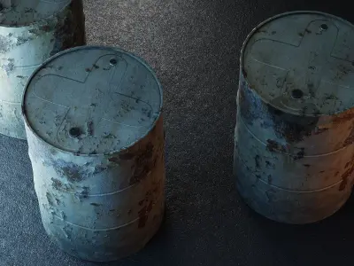 Rusty Metal Barrels PBR Low-poly 3D model
