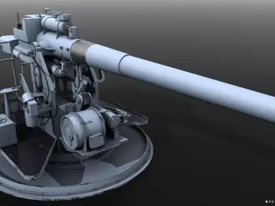 QF 120mm Mk VIII naval gun Low-poly 3D model