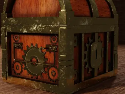 Low Poly Chest of treasures Free low-poly 3D model