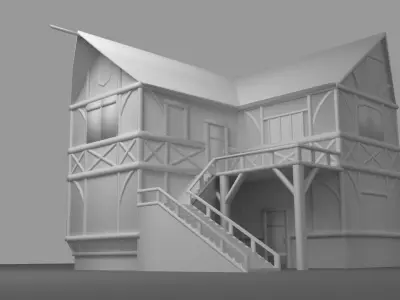 Medieval Tavern Low-poly 3D model