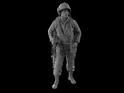 USA soldier with machine gun 1960 3D print model