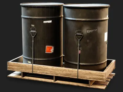 Military Cartridge Barrel Cargo Low-poly 3D model