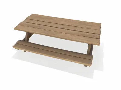 Picnic Table Low-Poly 3D Model Free low-poly 3D model