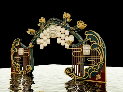 Ancient gate archway of the Tang Dynasty 3D model