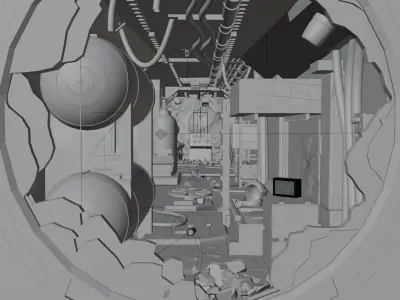 FREE Abandoned Space Station Scene Free 3D model