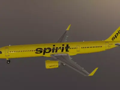Spirit AIrlines airbus a321neo low poly 3D Model Low-poly 3D model
