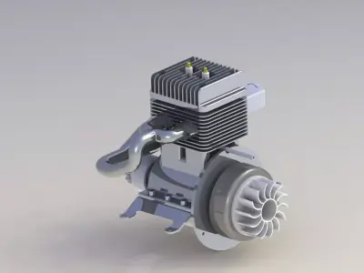 Moteur 2t 2 cylindres 125cm3 Free 3D model