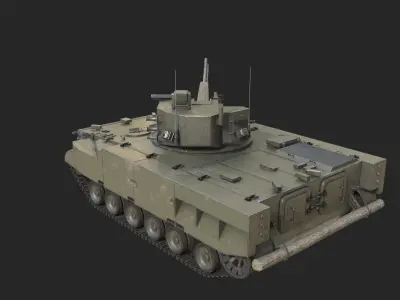 4 coatings of Russian 2S38 Derivatsiya-PVO self-propelled AA gun Low-poly 3D model