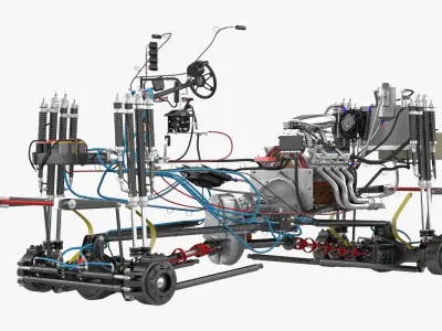 Monster Truck Bigfoot Engine and Chasis 3D model