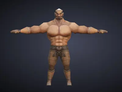 Super lowpoly hand painted Fantasy Warrior Low-poly 3D model