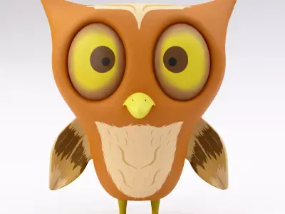 Owl low poly cartoon 3d model  Low-poly 3D model