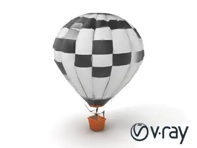 Classic Hot Air Balloon Checkerboard Model Pack Low-poly 3D model