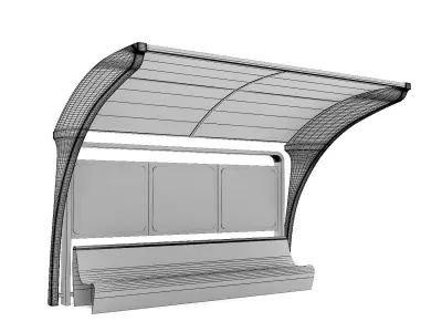 Public Transport Waiting Shelter with Bench and Ad Panel 3D model