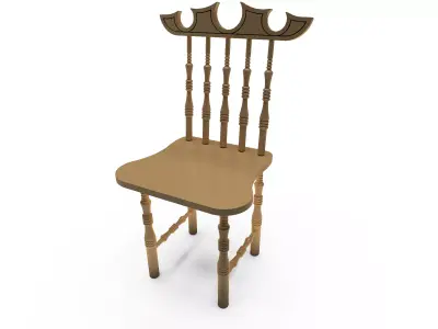 Wooden Chair 3D model 7