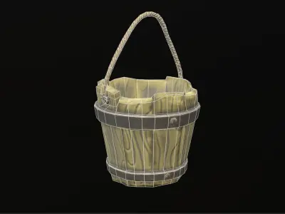Wooden bucket Free low-poly 3D model purchase