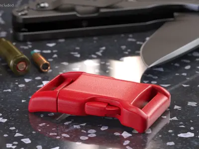 YKK Contoured Side Release Plastic Buckle Red 3D model