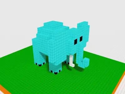 elephant pixel Free 3D model