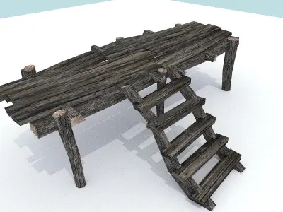 Wooden Docks Pack Low-poly 3D model