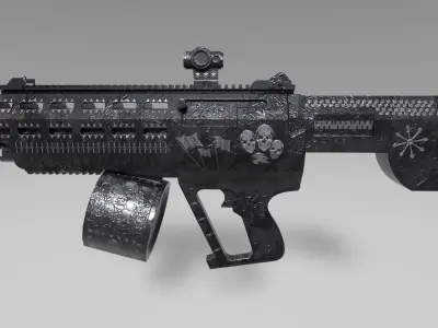 Shot Gun from Hell - Black Color Low-poly 3D model