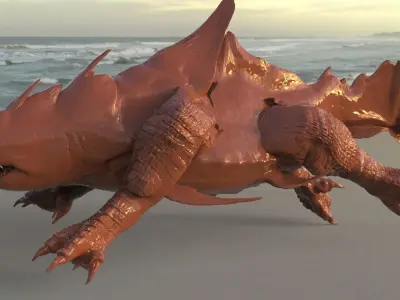 Megalodon Dragon spiked Hybrid with UVs 3D 3D model