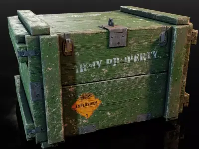 Wooden Military crates for Ammo and Hand Grenades Low-poly 3D model